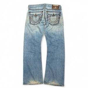 Y2K True Religion Ricky Big QT Ropestitch Faded Bootcut Flared Jeans Made in USA